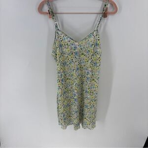 Morgan Taylor Blue and Yellow Sleeveless Fitted Camisole Mini Slip Dress women s
